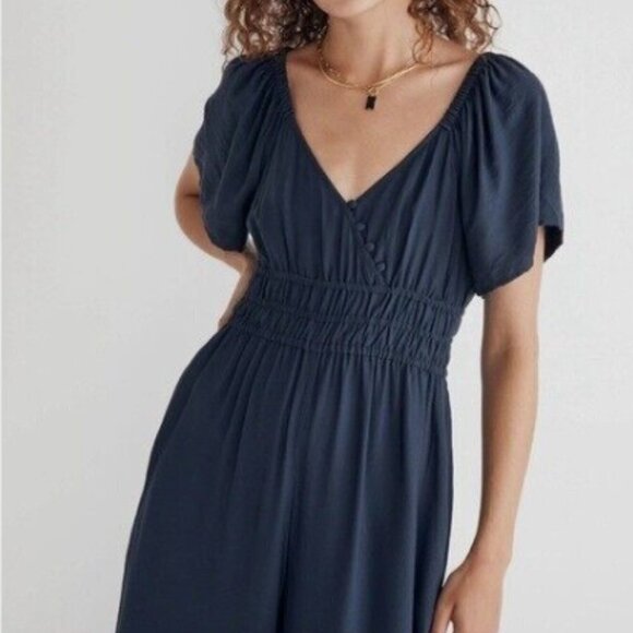 Madewell Twill Wide-Leg Jumpsuit Blue Size M EUC - Picture 5 of 7